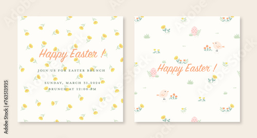 Happy Easter invitation card. Vector illustration for card, banner, invitation, social media post, poster, mobile apps, advertising.
