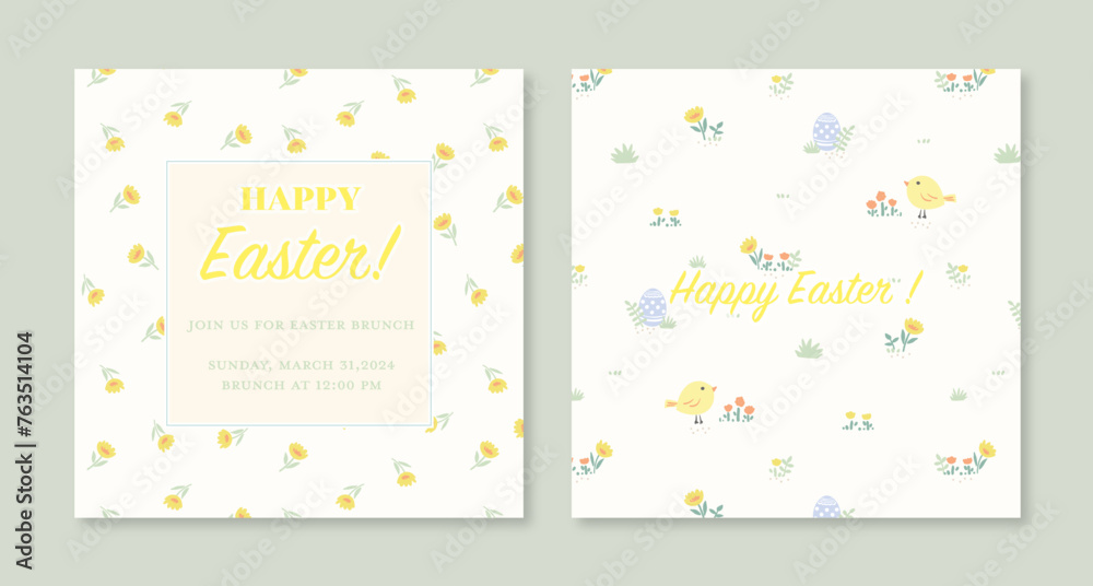 Happy Easter invitation card. Vector illustration for card, banner, invitation, social media post, poster, mobile apps, advertising.