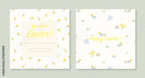 Happy Easter invitation card. Vector illustration for card, banner, invitation, social media post, poster, mobile apps, advertising.