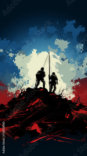 Abstract Silhouette of Soldiers