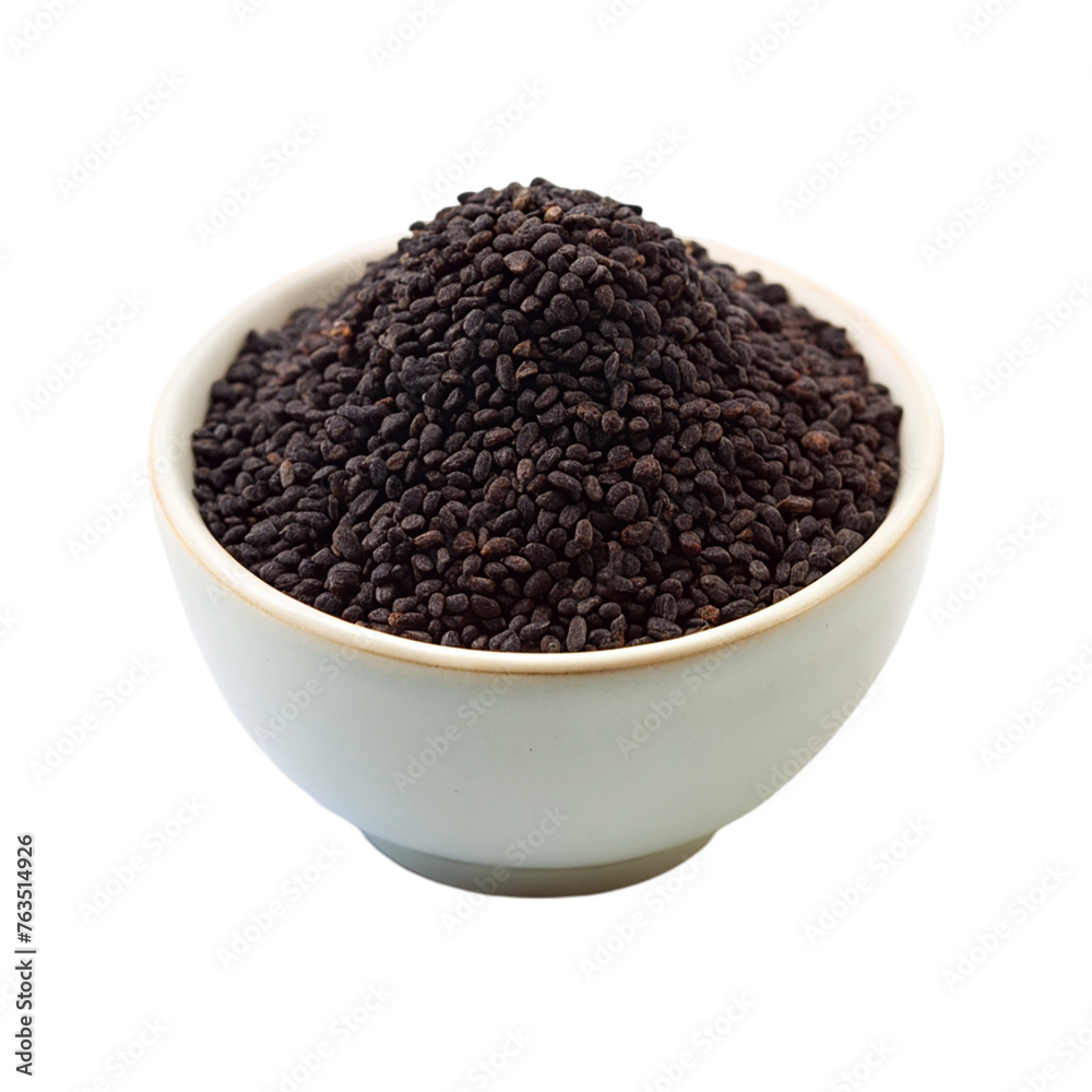 Black cumin seeds in white bowl. isolated on transparent background. Black cumin seeds in white bowl. isolated on transparent background.