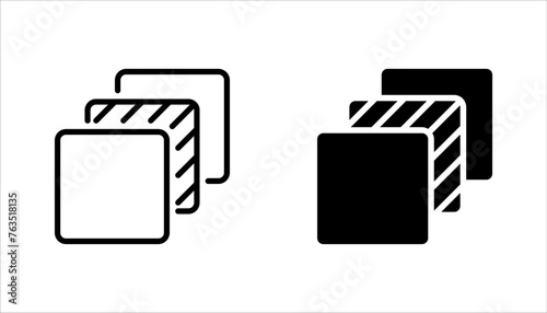 Layers icon set, Three levels stacked, vector illustration on white background