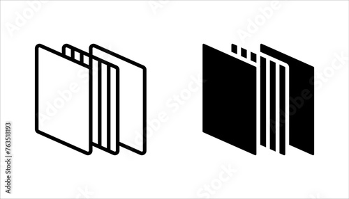Layers icon set, Three levels stacked, vector illustration on white background