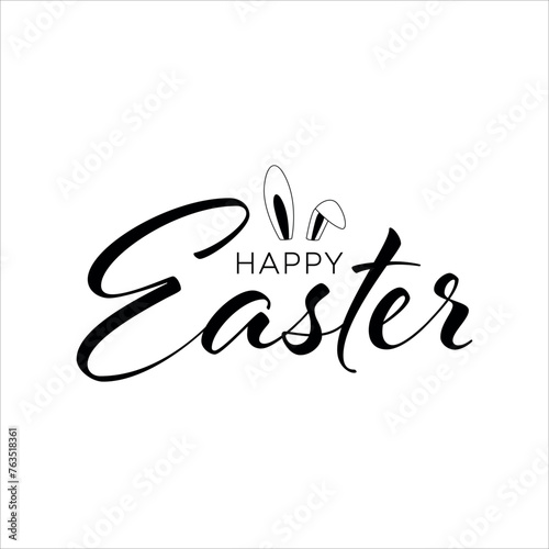 Happy Easter black lettering with bunny ears / eps vector
