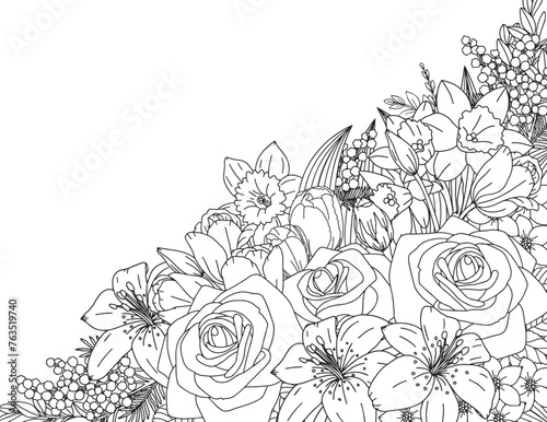 Abstract floral background. Coloring page for adults and children.