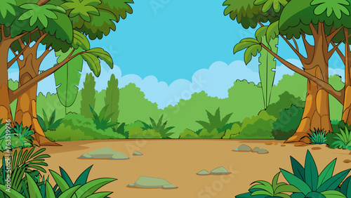 Tree 2d animation style vector design and background