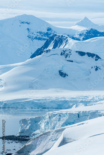 Landscapes of Antarctica with snow capped peaks