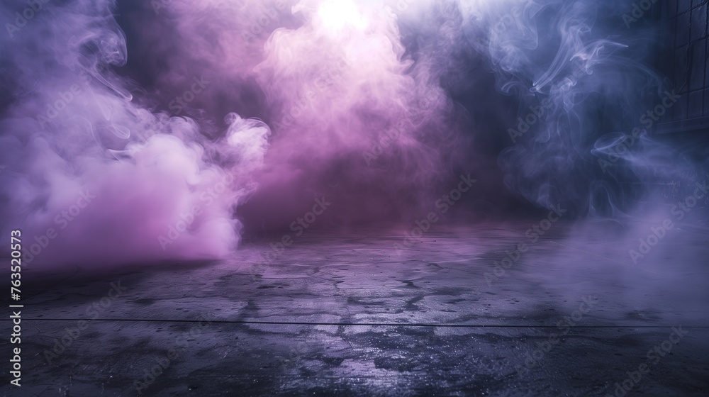 Pastel Smoke Photography Studio: Empty Space with Pink, Purple, Blue, and White Hues