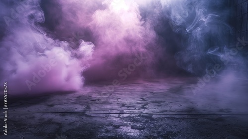 Pastel Smoke Photography Studio  Empty Space with Pink  Purple  Blue  and White Hues