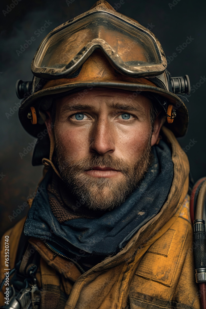Portrait of a young firefighter