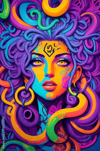 Beautiful woman illustration in graffiti style
