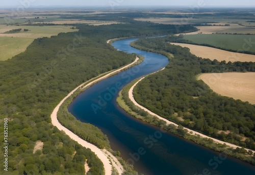 River aerial view, generative AI