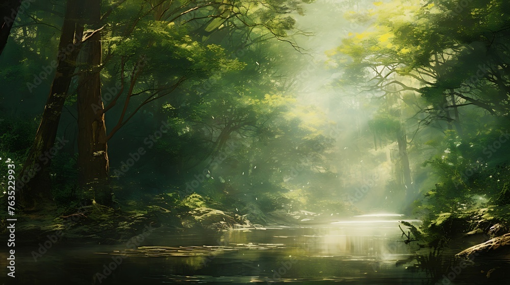 Obraz premium A Serene Blurred Background: Peaceful Jungle