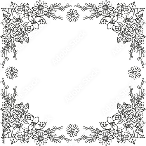 Abstract floral background. Coloring page for adults and children.