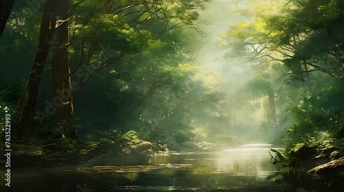 A Serene Blurred Background  Peaceful Jungle