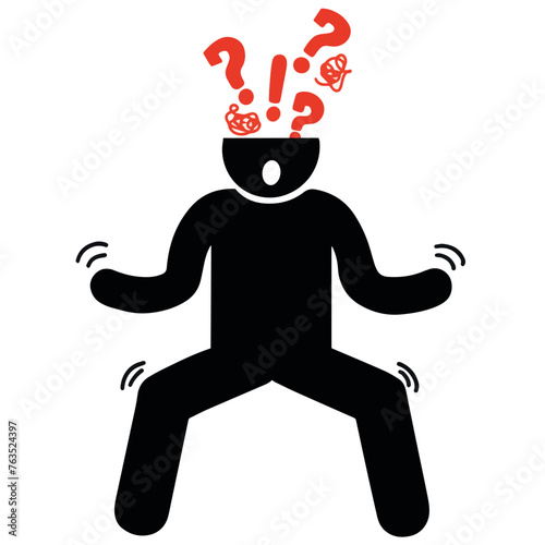 Vector man sad feeling depression stress illustration