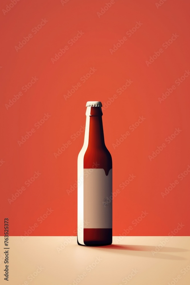A bottle of beer is sitting on a table A bottle of beer is sitting on a table