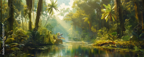 Native tropic amazon rainy forest.  Eco concept