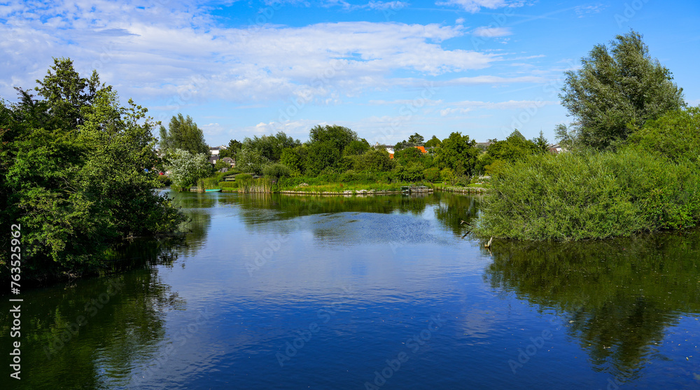 Fototapeta premium River Somme next to the famous Hortillonnages of Amiens in Picardy, France