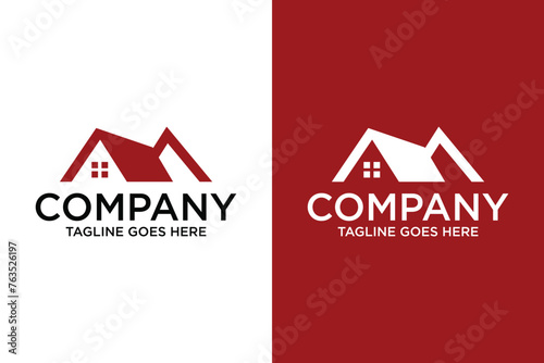 Red house logo design for real estate property industry.Property Logo Template vector icon illustration