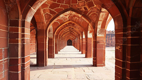 Repeating Narrow Archways in Brick Fort . Generative Ai