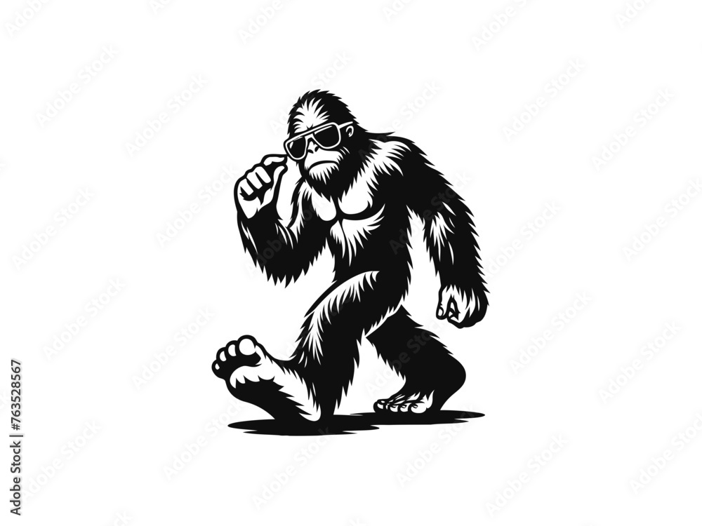 Fototapeta premium Epic Encounter: Bigfoot Vector Illustration for Adventure Designs and Cryptid Artistry