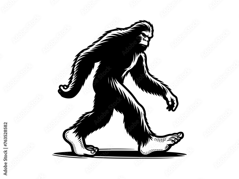 Epic Encounter: Bigfoot Vector Illustration for Adventure Designs and Cryptid Artistry Epic Encounter: Bigfoot Vector Illustration for Adventure Designs and Cryptid Artistry