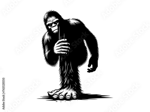 Epic Encounter: Bigfoot Vector Illustration for Adventure Designs and Cryptid Artistry