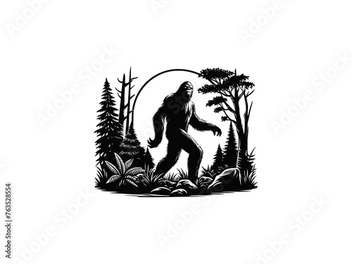 Epic Encounter: Bigfoot Vector Illustration for Adventure Designs and Cryptid Artistry