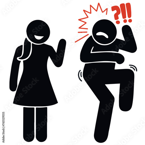 Vector man was shocked when his female friend greeted him illustration
