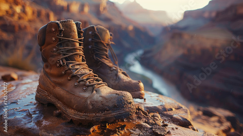 Pair of boots overlooking a canyon