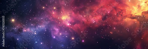 A picture of galaxy, gradient of blue and purple colors, dust and bokeh, shiny sparkles and glow particles, realistic stars and nebula, stars overlay and effect, dramatic lights, AI Generated. © MeSSrro