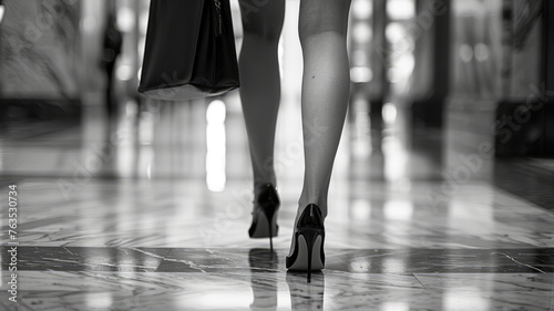 Legs of a woman shopping in a mall