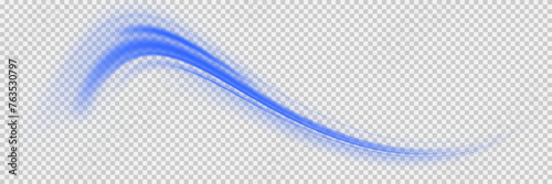 Abstract blue wave background. Wavy transparent curved lines in the form of the movement of sound waves in a set of different shapes of whirlpool, twist, spiral. Light arc in blue colors, in the form