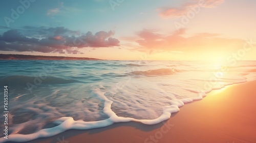 A Serene Blurred Background: Sunset Beach © Huzaifa