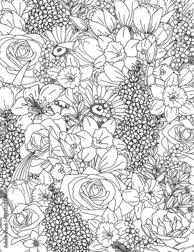 Abstract floral background. Coloring page for adults and children.