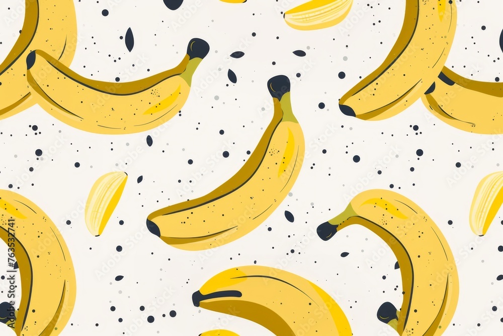 bananas on a white background. Vector style, background image, seamless pattern
