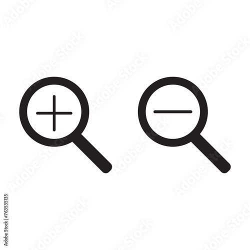 Zoom in and Zoom out magnifying glass icon vector