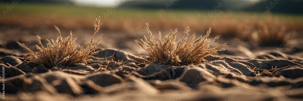 Fototapeta premium Agricultural fields dried up and unfit for cultivation