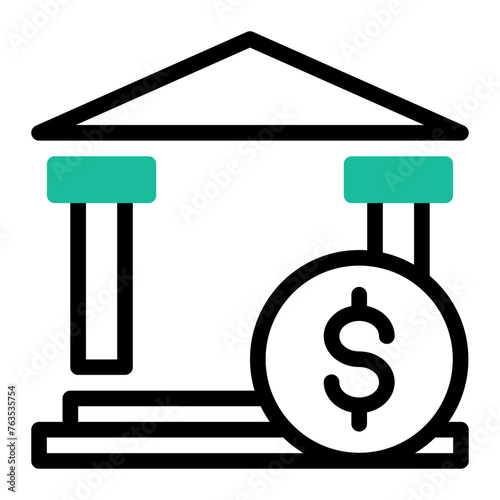 This is the Banking icon from the Accounting icon collection with an mixed color style