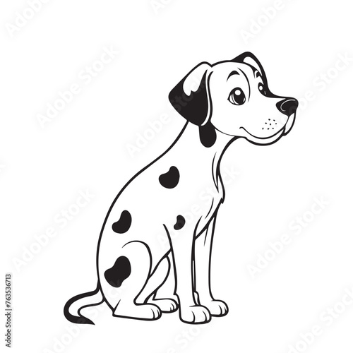 Fototapeta Naklejka Na Ścianę i Meble -  Beautiful hand-drawn vector illustration of funny dalmatian dog on a white background for coloring book for children