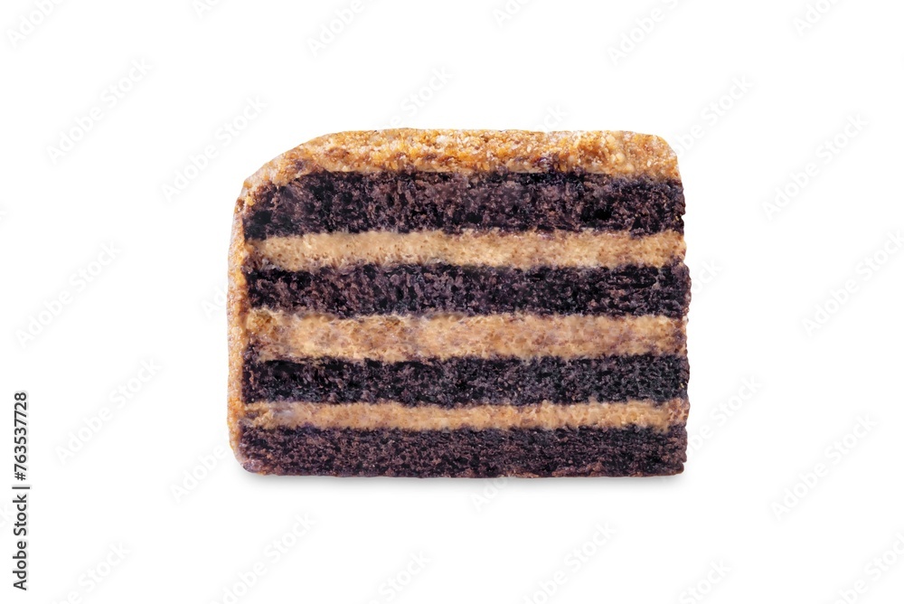 Fototapeta premium Chocolate peanuts cake on a white isolated background