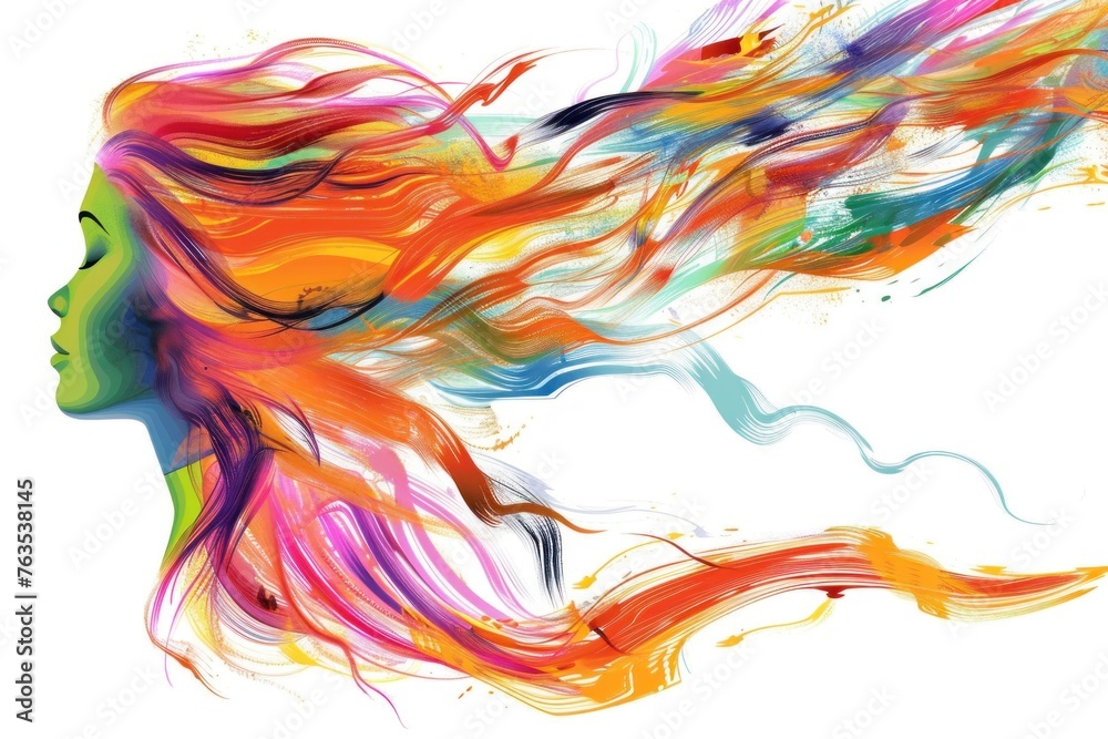 Obraz premium A beautiful woman with colorful hair