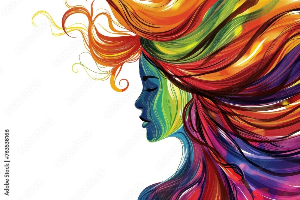 A beautiful woman with colorful hair