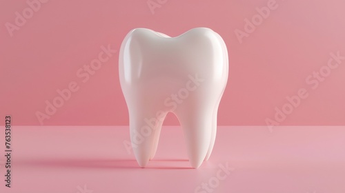 a tooth on a pink background