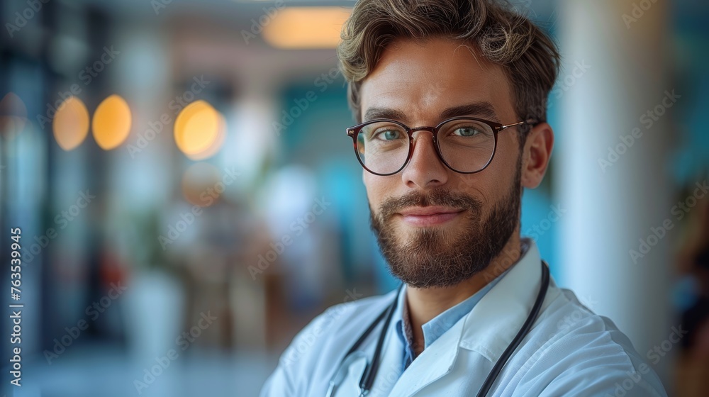 Confident Young Medical Professional Against Blue Backdrop Generative AI