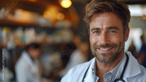 Confident Male Doctor Working in Clinic: Professional Portrait Generative AI