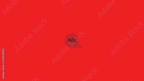 Hello Text,HELLO Tag banner, speech bubble and text typography written hello and red background.