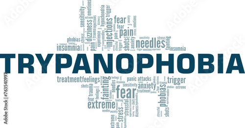Trypanophobia word cloud conceptual design isolated on white background.