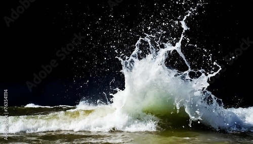 splash of stormy water in the ocean on a black background